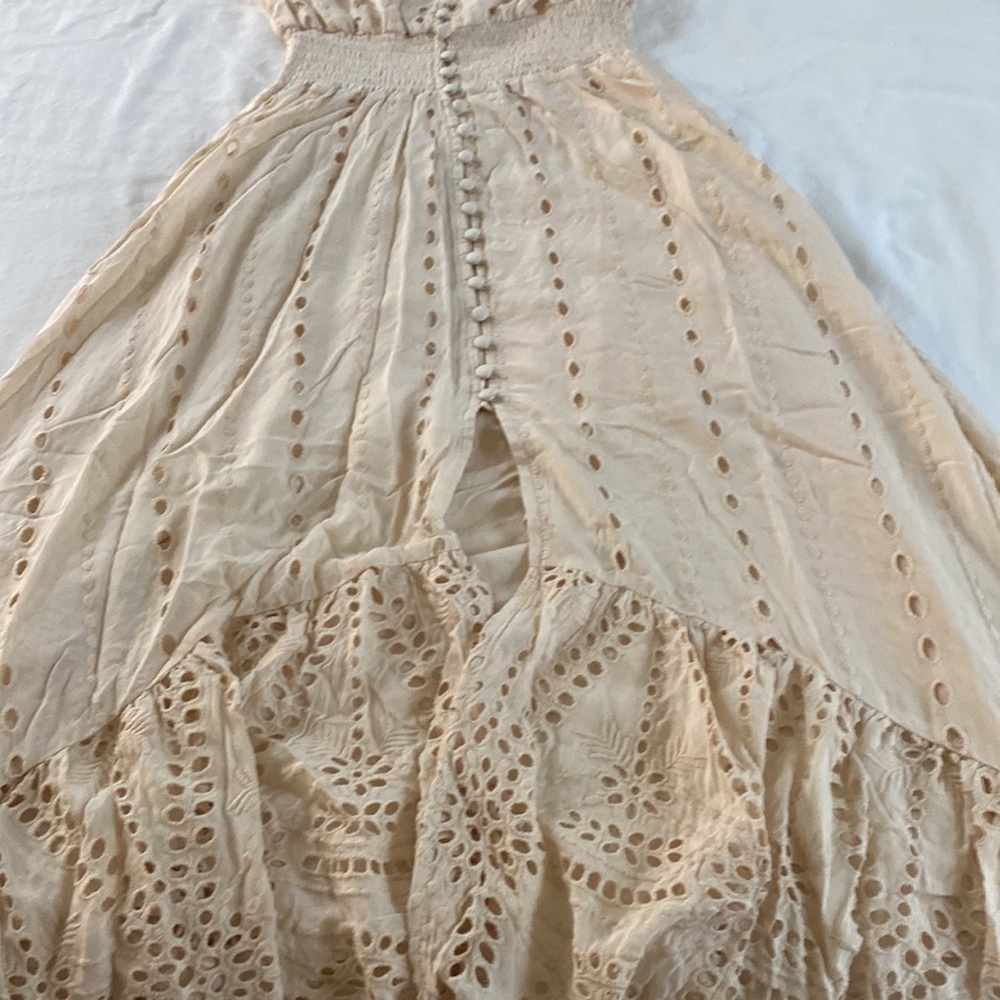 YFB - Young Fabulous & Broke Eyelet Asymmetrical Hem Costa Dress in Cream NWT - Picture 3 of 12